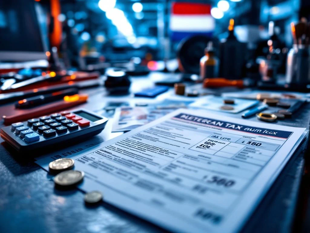 Documentație fiscală olandeză și euro pe masa de lucru din atelier auto profesional din Țările de Jos